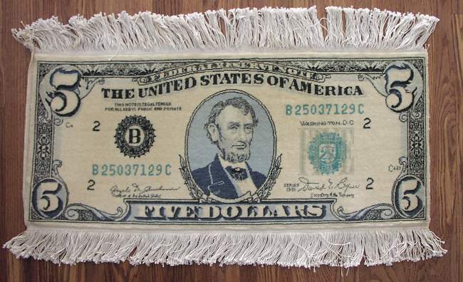 Patrick's Persian rug of a US Five Dollar bill