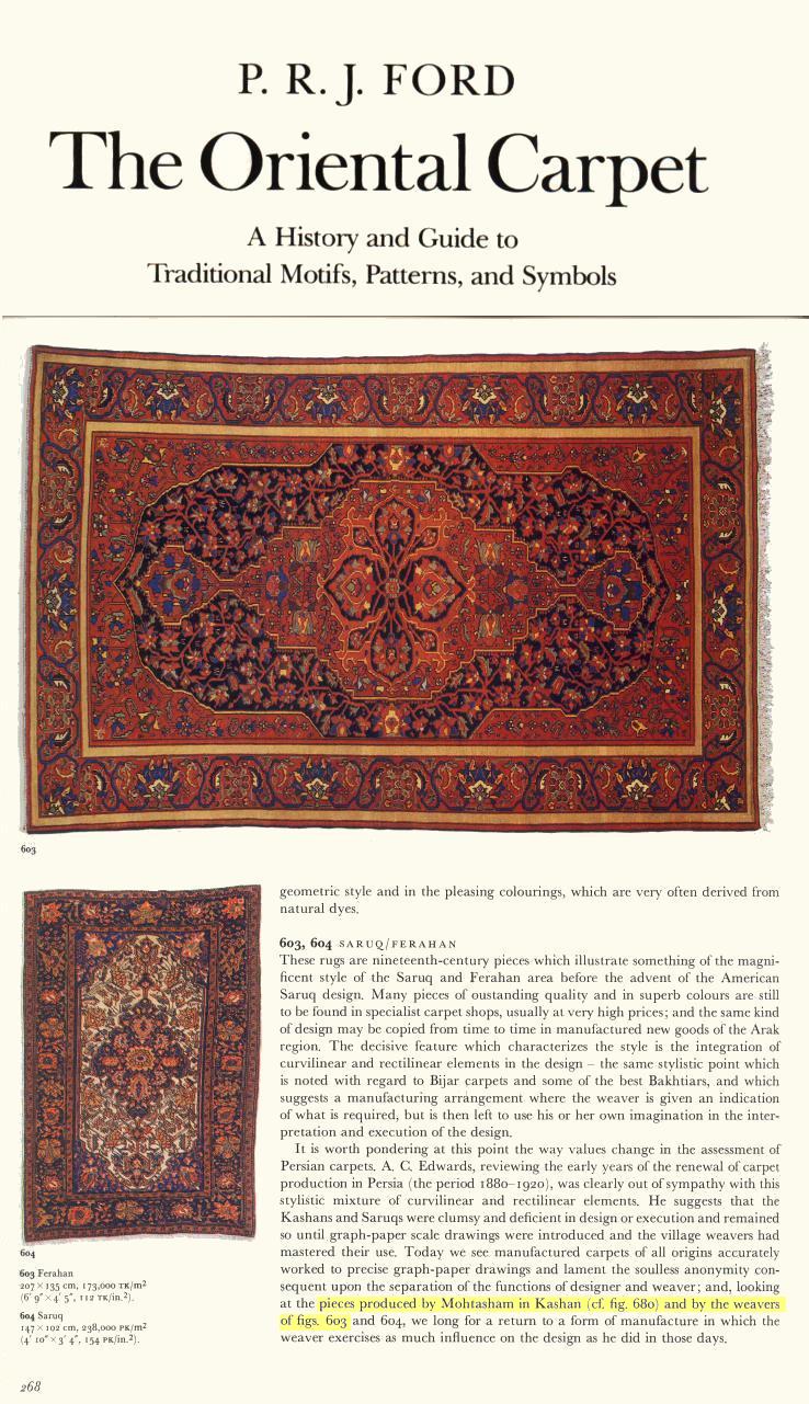 This is a screen shot of P.R.J. Ford's The Oriental Carpet - p. 268 which features an antique Ferahan Sarouk almost identical to ours.